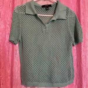 Forever 21 Crochet Turquoise Polo Shirt